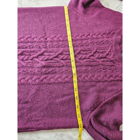 Talbots Womens Sz L Purple Cable Knit Soft Angora Rabbit Hair Blend Sweater - Picture 7 of 8